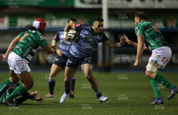 160318 - Cardiff Blues v Benetton Rugby, Guinness PRO14 - Willis Halaholo of Cardiff Blues takes on Irne Hebst of Benetton Rugby