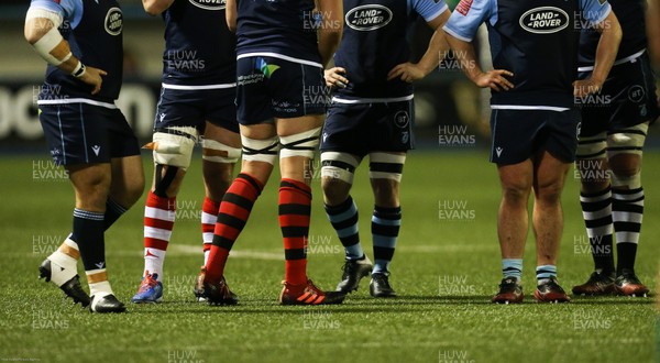 230220 - Cardiff Blues v Benetton Rugby, Guinness PRO14 - Cardiff Blues players wearing socks from their home clubs