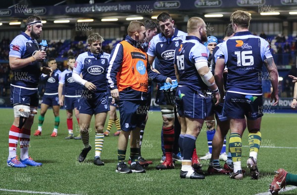 230220 - Cardiff Blues v Benetton Rugby, Guinness PRO14 - Cardiff Blues players wearing socks from their parent clubs during the match