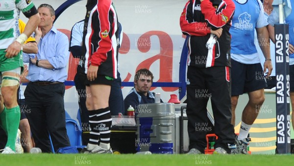 21.04.11 - Cardiff Blues v Benetton Treviso - Magners League - Leigh Halfpenny of Cardiff Blues looks on from the bench. 