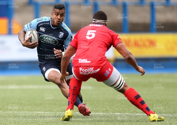 200816 - Cardiff Blues v Bristol Rugby - Pre Season Friendly - Rey Lee Lo of Cardiff Blues is tackled by Ben Glynn of Bristol Rugby