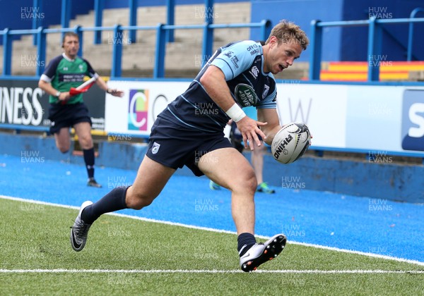 200816 - Cardiff Blues v Bristol Rugby - Pre Season Friendly - Blaine Scully of Cardiff Blues scores a try