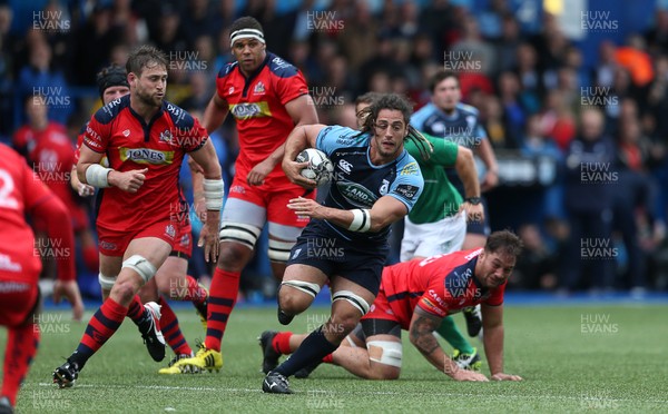 200816 - Cardiff Blues v Bristol Rugby - Pre Season Friendly - Josh Navidi of Cardiff Blues makes a break