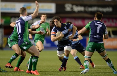 060315 - Cardiff Blues v Connacht - Guinness PRO12 -Josh Navidi of Cardiff Blues is tackled by Jake Heenan of Connacht