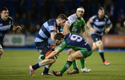 060315 - Cardiff Blues v Connacht - Guinness PRO12 -Alex Cuthbert of Cardiff Blues is tackled by John Cooney of Connacht