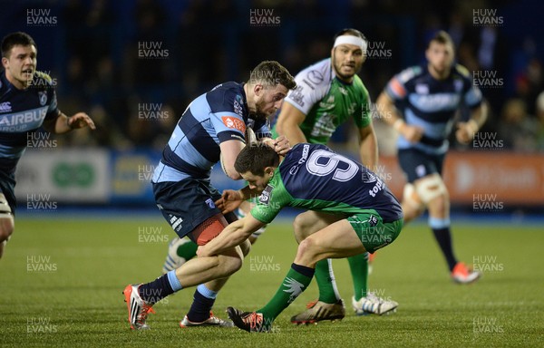 060315 - Cardiff Blues v Connacht - Guinness PRO12 -Alex Cuthbert of Cardiff Blues is tackled by John Cooney of Connacht