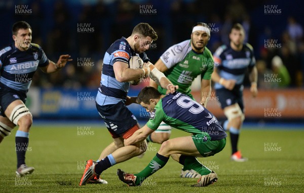 060315 - Cardiff Blues v Connacht - Guinness PRO12 -Alex Cuthbert of Cardiff Blues is tackled by John Cooney of Connacht