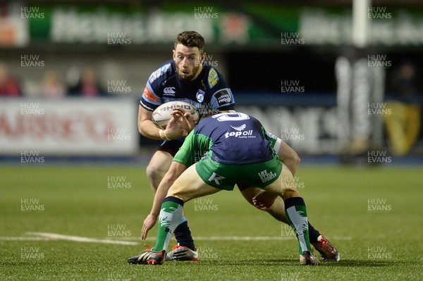 060315 - Cardiff Blues v Connacht - Guinness PRO12 -Alex Cuthbert of Cardiff Blues is tackled by John Cooney of Connacht