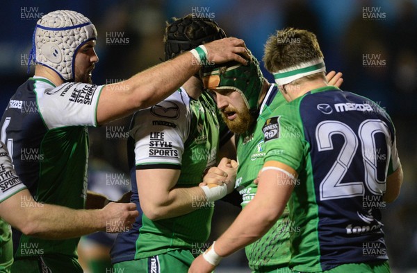 060315 - Cardiff Blues v Connacht - Guinness PRO12 -Aly Muldowney (green cap) of Connacht celebrates try