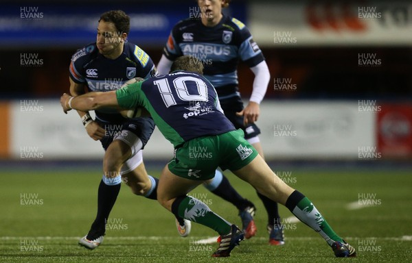 060315 - Cardiff Blues v Connacht, Guinness PRO12 - Cardiff Blues' Joaquin Tuculet is tackled by Connacht's Craig Ronaldson 