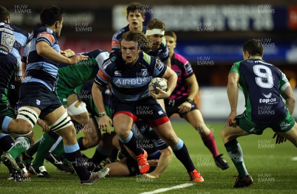 060315 - Cardiff Blues v Connacht, Guinness PRO12 - Cardiff Blues' Kristian Dacey takes on Connacht's John Cooney 