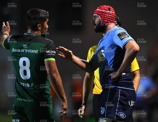 101020 - Cardiff Blues v Connacht - Guinness PRO14 - Cory Hill of Cardiff Blues and Jarrad Butler of Connacht during an exchange