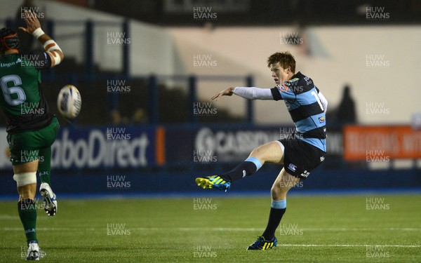 130913 - Cardiff Blues v Connacht - RaboDirect PRO12 -Rhys Patchell of Cardiff Blues kicks a drop goal