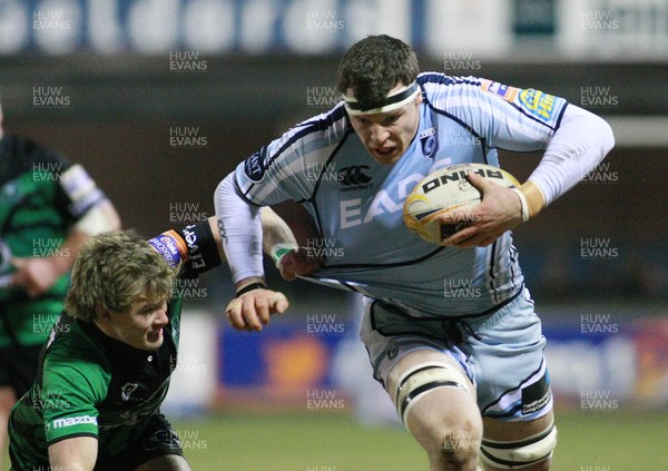 220213 Cardiff Blues v Connacht - RaboDirectPro12 -Blues' Robin Copland takes on Connacht's Kieran Marimon 