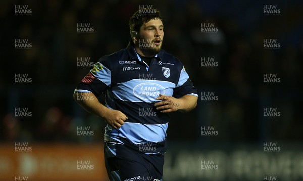 260119 - Cardiff Blues v Connacht - Guinness PRO14 - Brad Thyer of Cardiff Blues is given a yellow card by Referee Mike Adamson