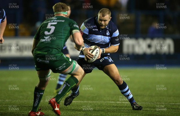 260119 - Cardiff Blues v Connacht - Guinness PRO14 - Scott Andrews of Cardiff Blues is challenged by Cillian Gallagher of Connacht