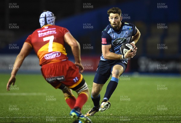 061017 - Cardiff Blues v Dragons Rugby - Guinness PRO14 - Alex Cuthbert of Cardiff Blues takes on Ollie Griffiths of Dragons