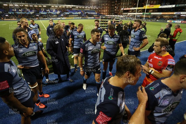 061017 - Cardiff Blues v Dragons Rugby - Guinness PRO14 - A delighted Cardiff Blues at full time