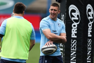 090521 - Cardiff Blues v Dragons, Guinness PRO14 Rainbow Cup - Josh Adams of Cardiff Blues is all smiles during warm up after being selected for the British and Irish Lions Tour to South Africa