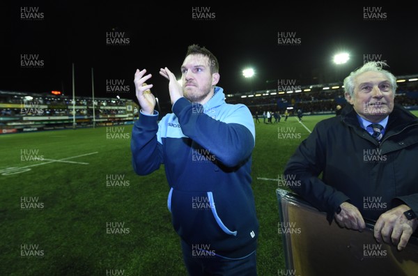 211218 - Cardiff Blues v Dragons Rugby - Guinness PRO14 - Gethin  Jenkins applauds fans