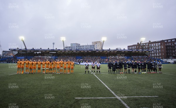 261219 - Cardiff Blues v Dragons - Guinness PRO14 - The teams hold a minute silence