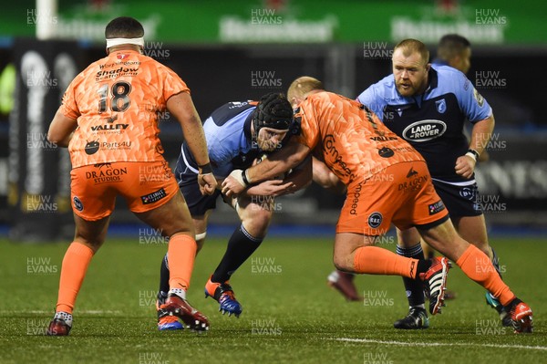 261219 - Cardiff Blues v Dragons - Guinness PRO14 - James Ratti of Cardiff Blues is tackled by Brok Harris of Dragons 