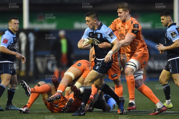 261219 - Cardiff Blues v Dragons - Guinness PRO14 - Josh Adams of Cardiff Blues is tackled by Matthew Screech of Dragons 