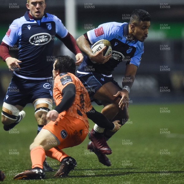 261219 - Cardiff Blues v Dragons - Guinness PRO14 - Rey Lee-Lo of Cardiff Blues is tackled by Rhodri Williams of Dragons 