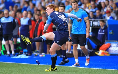 290815 - Cardiff Blues v Newport Gwent Dragons - Preseason friendly - Rhys Patchell of Cardiff Blues kicks a goal