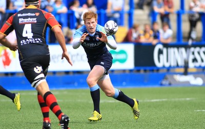 290815 - Cardiff Blues v Newport Gwent Dragons - Preseason friendly - Rhys Patchell of Cardiff Blues takes an attacking ball