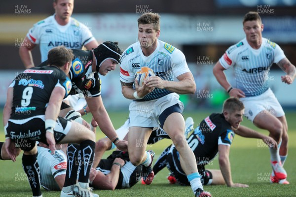 150814 - Cardiff Blues v Exeter - Pre Season Friendly - Gavin Evans of Cardiff Blues runs with the ball