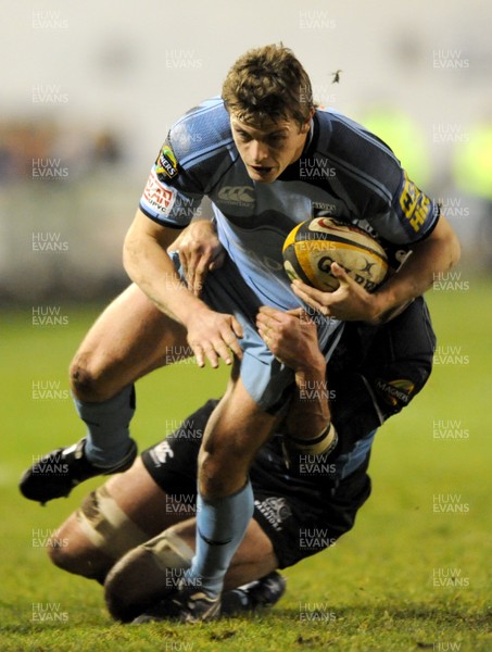 20.02.09 - Cardiff Blues v Glasgow - Magners League - Cardiff's Ben Blair is tackled by Glasgow's Dan Turner. 