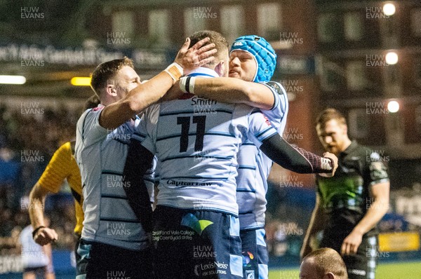 060119 - Cardiff Blues v Glasgow Warriors, Guinness PRO14 - Aled Summerhill of Cardiff Blues celebrates his try 