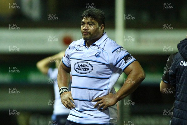 160219 - Cardiff Blues v Glasgow Warriors - GuinnessPRO14 - Nick Williams of Cardiff Blues is dejected at the final whistle