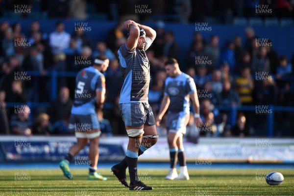 211018 - Cardiff Blues v Glasgow Warriors - European Rugby Champions Cup - George Earle of Cardiff Blues looks dejected