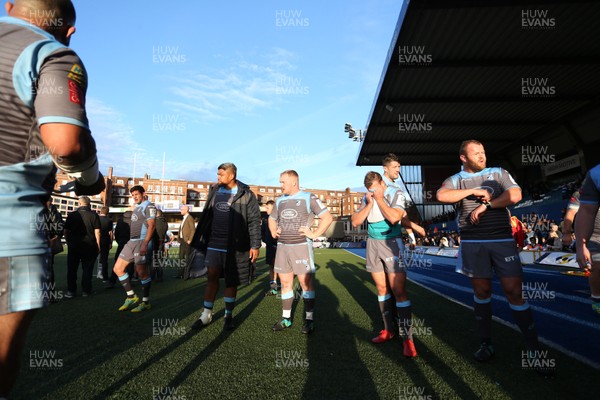 211018 - Cardiff Blues v Glasgow Warriors - Heineken Champions Cup - Dejected Blues at full time