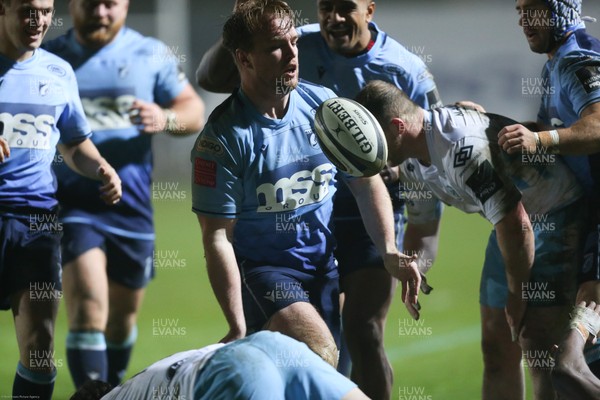291120 - Cardiff Blues v Glasgow Warriors, Guinness PRO14 - Kristian Dacey of Cardiff Blues celebrates after scoring try