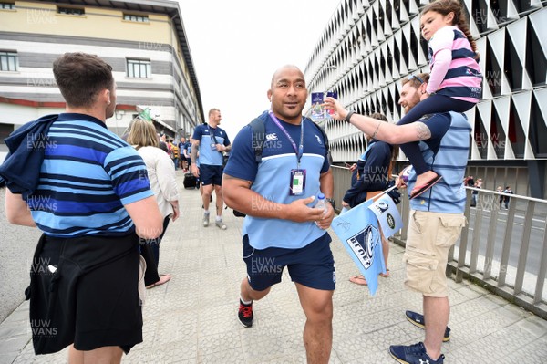 110518 - Cardiff Blues v Gloucester - European Rugby Challenge Cup Final - Taufa'ao Filise of Cardiff Blues walks to the Stadium