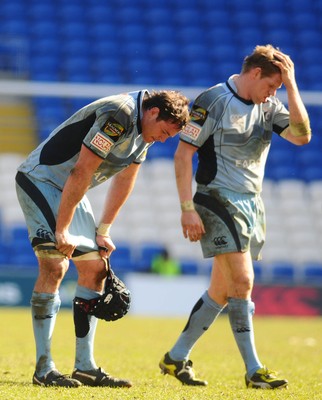 14.03.10 - LV= Cup Rugby, Cardiff Blues v Gloucester Rugby Blues' Ben White and T Rhys Thomas shows their dissapointment at the end of the match 