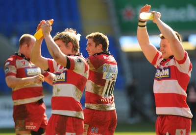 14.03.10 - LV= Cup Rugby, Cardiff Blues v Gloucester Rugby Gloucester's Nicky Robinson celebrates with team mates at the end of the match 