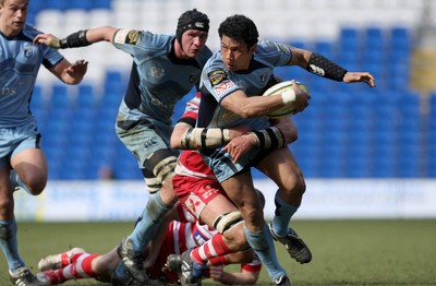 14.03.10 ... Cardiff Blues v Gloucester, LV= Cup Semi Final -  Blues' Casey Laulala is tackled 