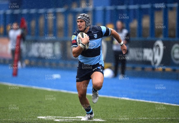 110818 - Cardiff Blues v Leicester Tigers - Preseason Friendly - Tom James of Cardiff Blues gets into space
