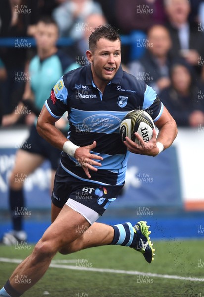 110818 - Cardiff Blues v Leicester Tigers - Preseason Friendly - Jason Harries of Cardiff Blues runs in to score try