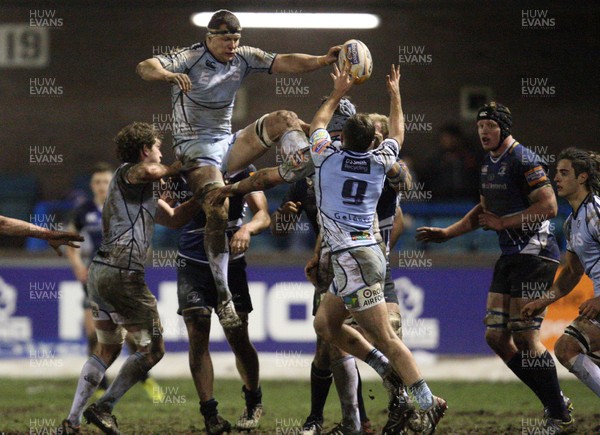 080213 - Cardiff Blues v Leinster, RaboDirect PRO12 - Cardiff Blues' Robin Copeland takes line out ball