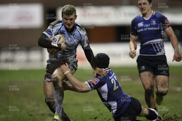 080213 - Cardiff Blues v Leinster, RaboDirect PRO12 - Cardiff Blues' Owen Williams takes on Leinster's Noel Reid 