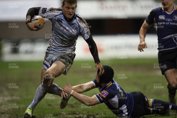 080213 - Cardiff Blues v Leinster, RaboDirect PRO12 - Cardiff Blues' Owen Williams takes on Leinster's Noel Reid 