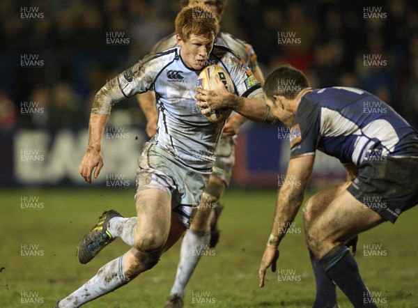 080213 - Cardiff Blues v Leinster, RaboDirect PRO12 - Cardiff Blues' Rhys Patchell takes on Leinster's Andrew Goodman 