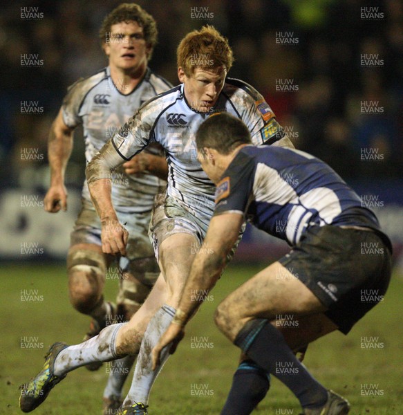 080213 - Cardiff Blues v Leinster, RaboDirect PRO12 - Cardiff Blues' Rhys Patchell takes on Leinster's Andrew Goodman 