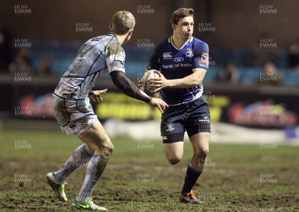 080213 - Cardiff Blues v Leinster, RaboDirect PRO12 - Leinster's Brendan Macken takes on Cardiff Blues' Owen Williams