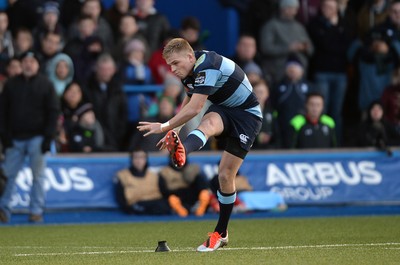 100115 - Cardiff Blues v Leinster - Guinness PRO12 -Gareth Anscombe of Cardiff Blues kicks at goal